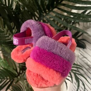 UGG Fuzzy Sandals in Pink and Orange